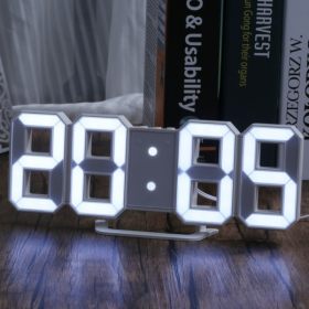 3D LED Digital Clock - White