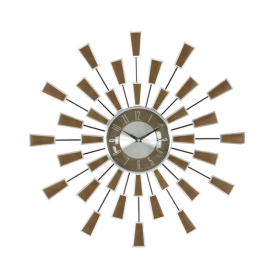 DecMode 22" Brown Metal Starburst Wall Clock - DecMode