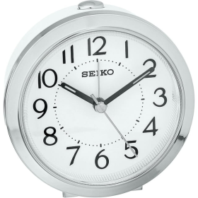 Seiko Illuminated Round Bedside Alarm Clock, Analog, Quartz QHE146SLH - Seiko