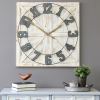 Stratton Home Decor Rustic Farmhouse 31" Square Distressed White Indoor Analog Wall Clock - Woven Paths