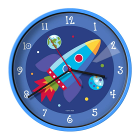 Wildkin Kids Wall Clock for Boy sand Girls, Features Silent Quartz Movement, 12 Inch (Out of this World Blue) - Wildkin