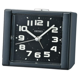 Seiko Aoki Square Beep Alarm Clock, Black, Quartz, Analog, Square, QHE189KLH - Seiko