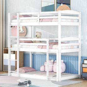 Twin over Twin over Twin Triple Bunk Bed,White - as Pic