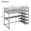 Twin Size Loft Bed with Storage Shelves and Under-bed Desk, Gray(OLD SKU:SM000245AAE-1) - as pic