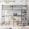 Twin Size Loft Bed with Storage Shelves and Under-bed Desk, Gray(OLD SKU:SM000245AAE-1) - as pic