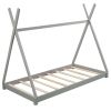 Twin Size House Platform Bed with Triangle Structure,Gray - as pic