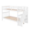 Stairway Twin-Over-Twin Bunk Bed with Storage and Guard Rail for Bedroom, Dorm - White