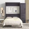 Full Size Murphy Bed with Wardrobe and Drawers, Storage Bed, can be Folded into a Cabinet, Gray - as Pic