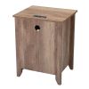 Farmhouse Nightstand, Bedside Table with Drawer and Shelf, Wood Storage Cabinet for Home Bedroom, USB Charging Station, Light Brown - Light Brown