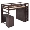 Twin size Loft Bed with Drawers,Desk,and Wardrobe-Espresso - as Pic