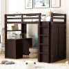 Twin size Loft Bed with Drawers,Desk,and Wardrobe-Espresso - as Pic