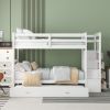 Twin Over Twin Bunk Bed with Trundle and Staircase,White(OLD SKU:LT000068AAK) - as Pic