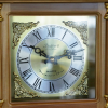 Bedford Clock Collection 34.5" Antique Chiming Wall Clock with Roman Numerals in a Harvest Oak Finish - Jrheller