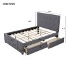 Linen Upholstered Platform Bed With Headboard and Two Drawers, Full(Old SKU: SM000505AAE) - as Pic