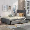 Linen Upholstered Platform Bed With Headboard and Two Drawers, Full(Old SKU: SM000505AAE) - as Pic