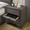 Contemporary 1pc Nightstand Gray Finish Silver Accents Hidden Jewelry Drawer Nickel Round Knob Bedside Table Bedroom Furniture - as Pic