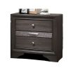 Contemporary 1pc Nightstand Gray Finish Silver Accents Hidden Jewelry Drawer Nickel Round Knob Bedside Table Bedroom Furniture - as Pic