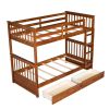 Twin-Over-Twin Bunk Bed with Ladders and Two Storage Drawers (Walnut)(OLD SKU:LT000265AAD) - as Pic