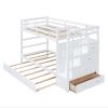 Twin Over Twin Bunk Bed with Trundle and Staircase,White(OLD SKU:LT000068AAK) - as Pic