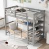 Twin Size Loft Bed with Storage Shelves and Under-bed Desk, Gray(OLD SKU:SM000245AAE-1) - as pic