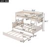 Wood Twin over Full Bunk Bed with Storage Shelves and Twin Size Trundle, Cream - as Pic