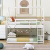 Cozy Twin-Over-Twin Low Bunk House Bed, Includes Ladder, Crisp White Finish - White